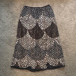 Vintage Hensen Kickernick Elegant Black and Brown Patterned Skirt Sz. S